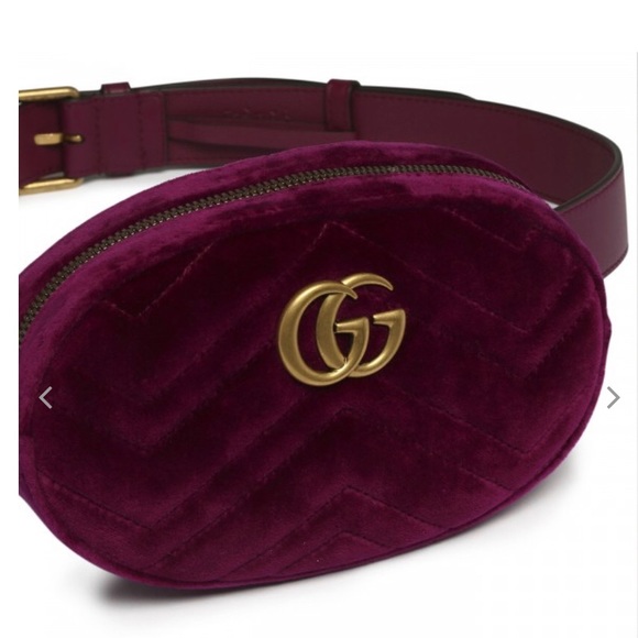 GG Marmont purple toned velvet belt bag from Gucci - Picture 3 of 3